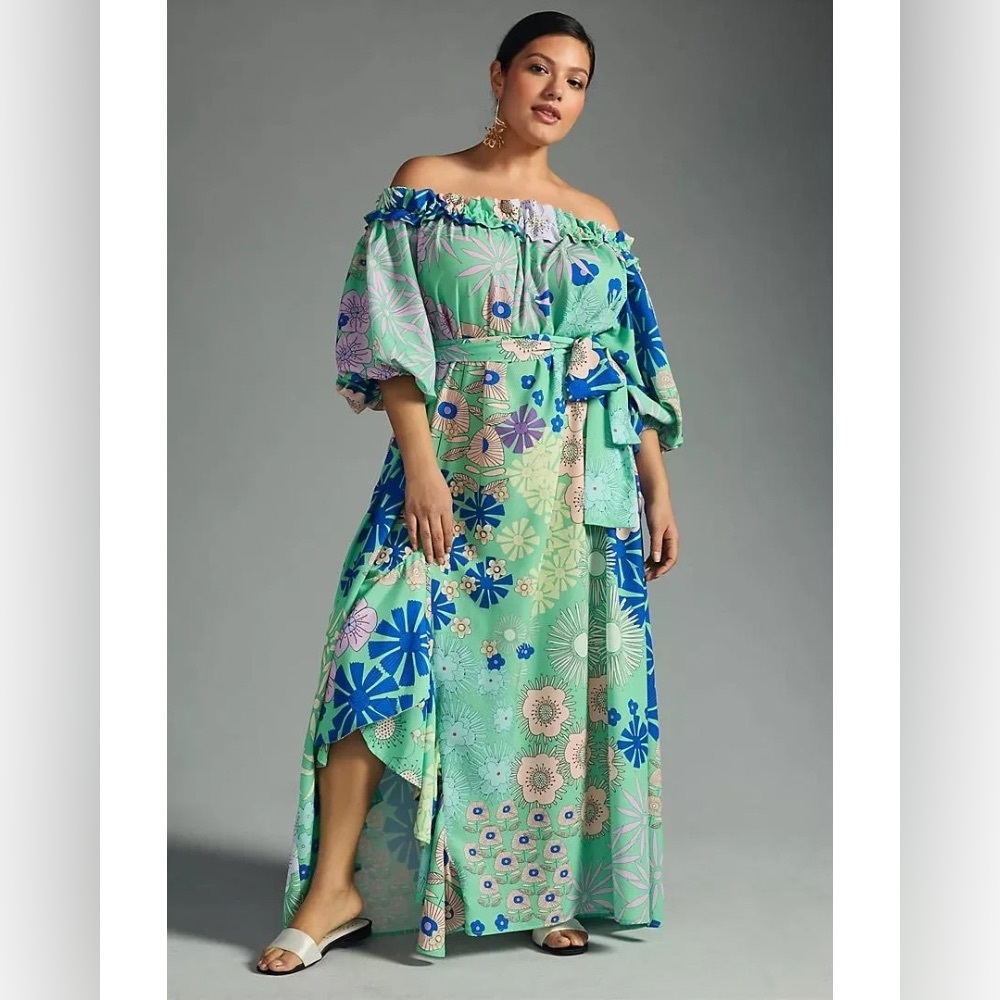 Anthropologie Off-The-Shoulder Printed Dress